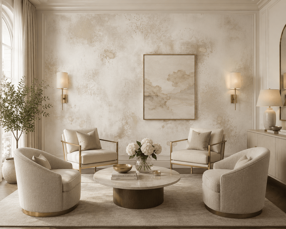 Vanilla Painterly Wallpaper Space Oddity FJ050103 - Mayflower Wallpaper