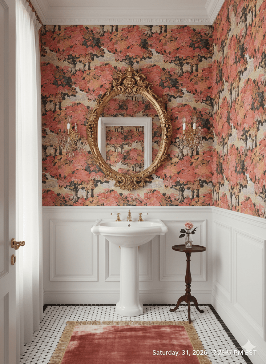 Victorian Autumn Trees Wallpaper – Elegant Fall Woodland MF12008 - Mayflower Wallpaper