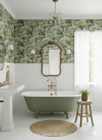 Victorian Green Trees Wallpaper – Elegant Woodland MF12012 - Mayflower Wallpaper