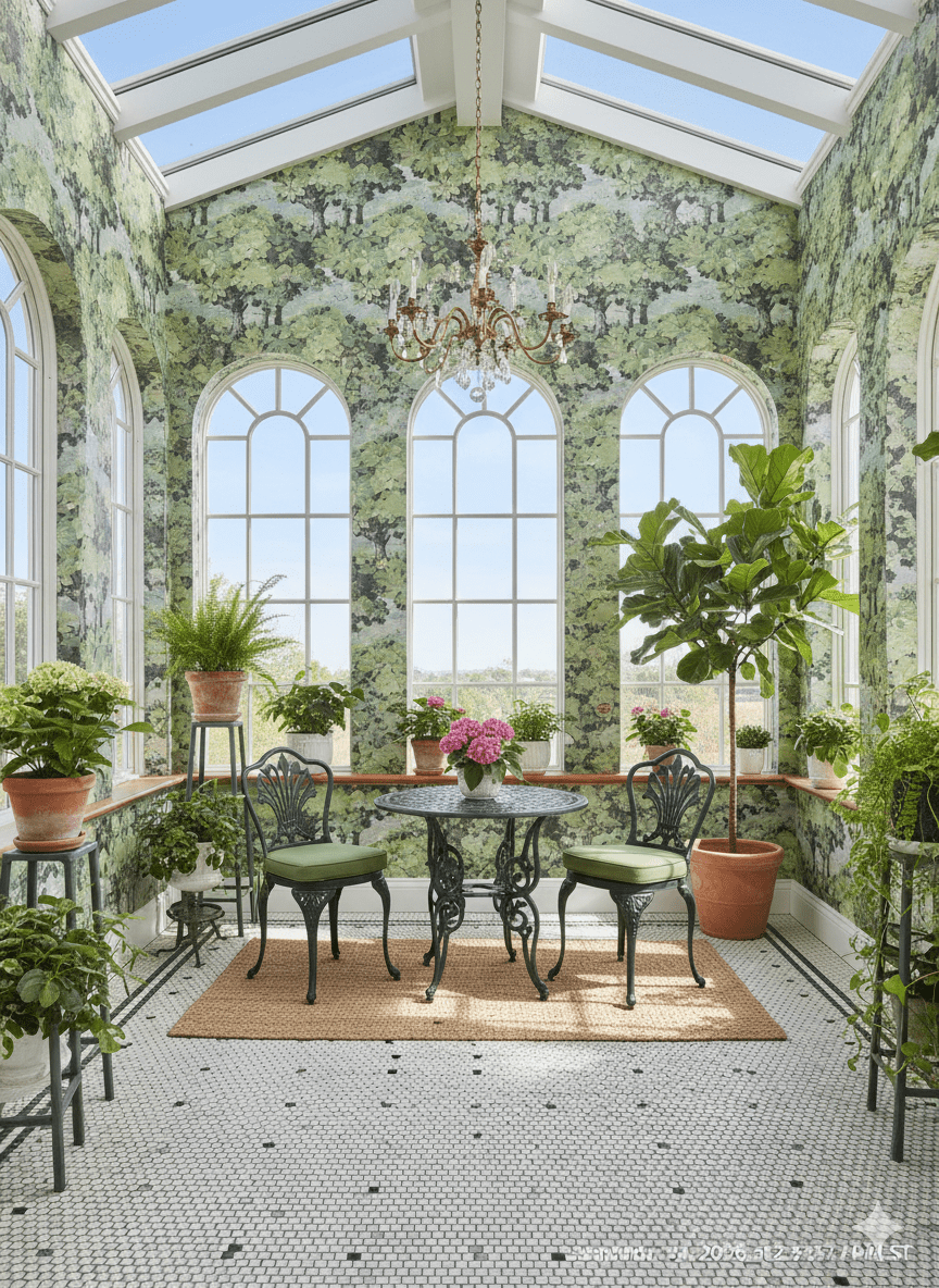 Victorian Green Trees Wallpaper – Elegant Woodland MF12012 - Mayflower Wallpaper