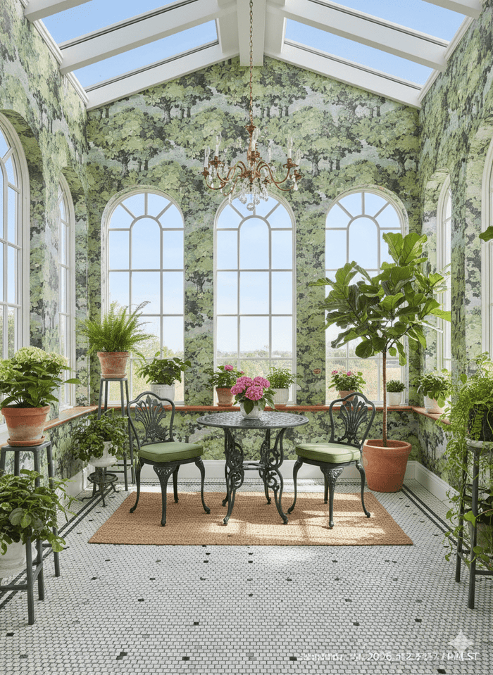 Victorian Green Trees Wallpaper – Elegant Woodland MF12012 - Mayflower Wallpaper