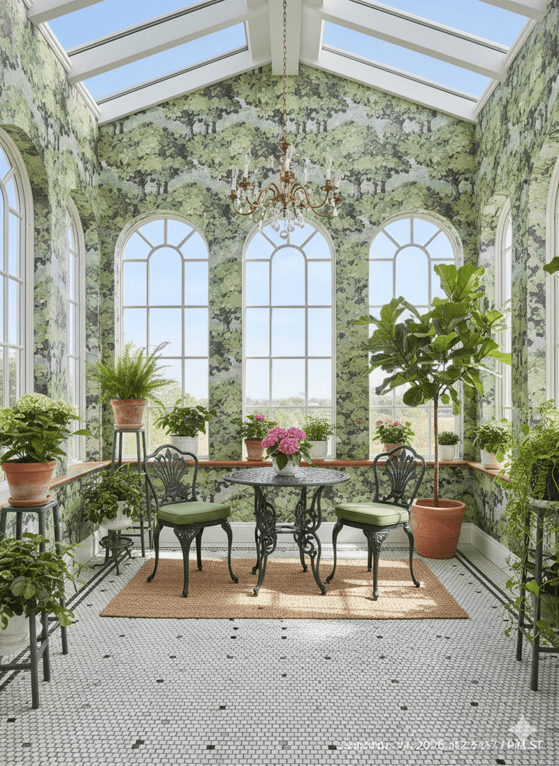 Victorian Green Trees Wallpaper – Elegant Woodland MF12012 - Mayflower Wallpaper