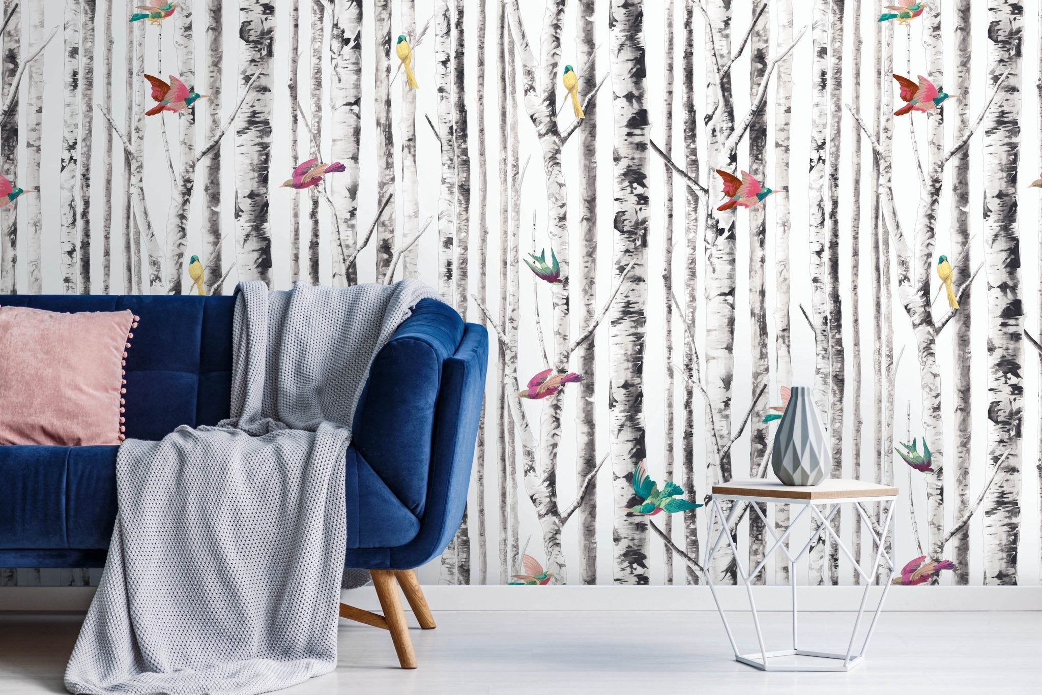 Floral Ceramic Bird Removable Peel And Stick Wallpaper  Little Chickadee  Walls