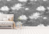Black and White Clouds Wallpaper Peel and Stick MD30911 - Mayflower Wallpaper