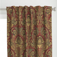 MFCLF10801 Morrissey Red Gold Cotton/Linen Fabric. - Mayflower Wallpaper