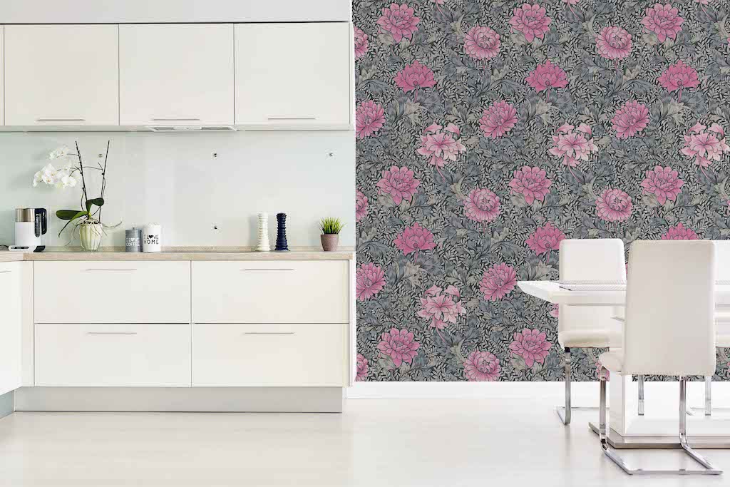Morrissey Pink Rose Peel and Stick Wallpaper MD41280 - Mayflower Wallpaper