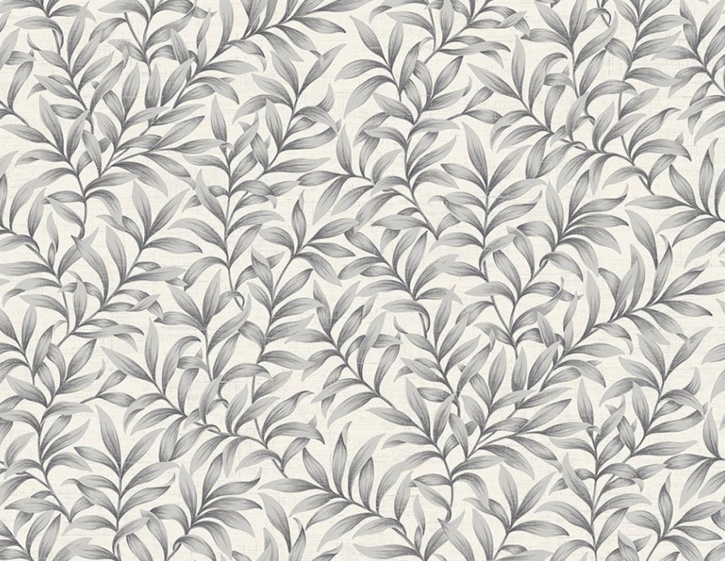 Morrissey Steel Gray Leaf Peel and Stick Wallpaper MD41880 - Mayflower Wallpaper