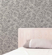 Morrissey Steel Gray Leaf Peel and Stick Wallpaper MD41880 - Mayflower Wallpaper