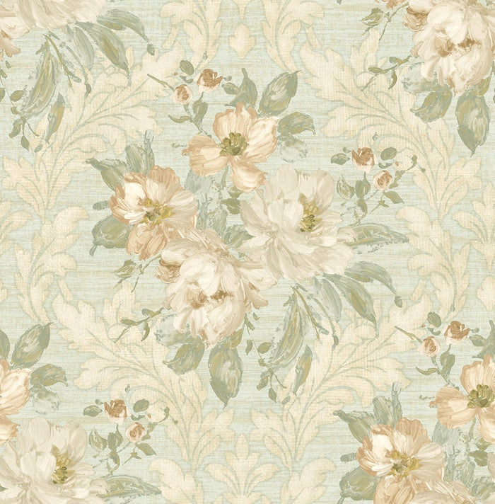 Painted Flowers Damask MF40302 - Mayflower Wallpaper