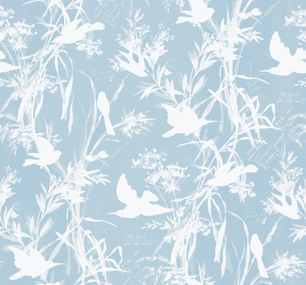 Periwinkle Birds in Flight Peel and Stick Wallpaper MD10038 - Mayflower Wallpaper