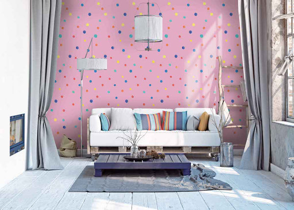 Pink Polka Dot Pattern Wallpaper Peel and Stick MD11224 - Mayflower Wallpaper