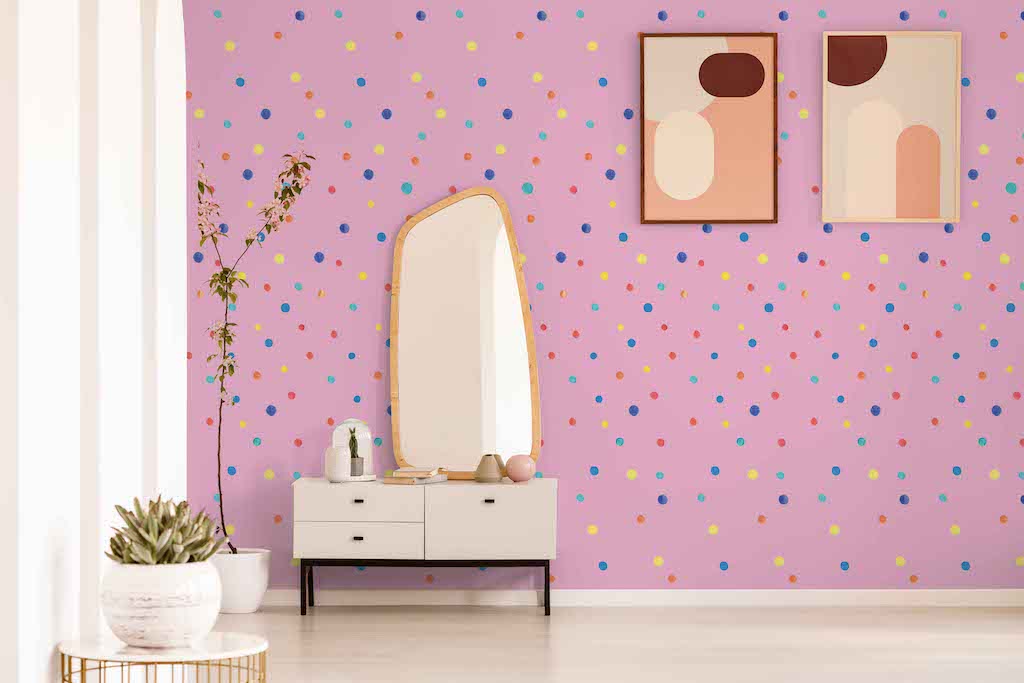 Pink Polka Dot Pattern Wallpaper Peel and Stick MD11224 - Mayflower Wallpaper