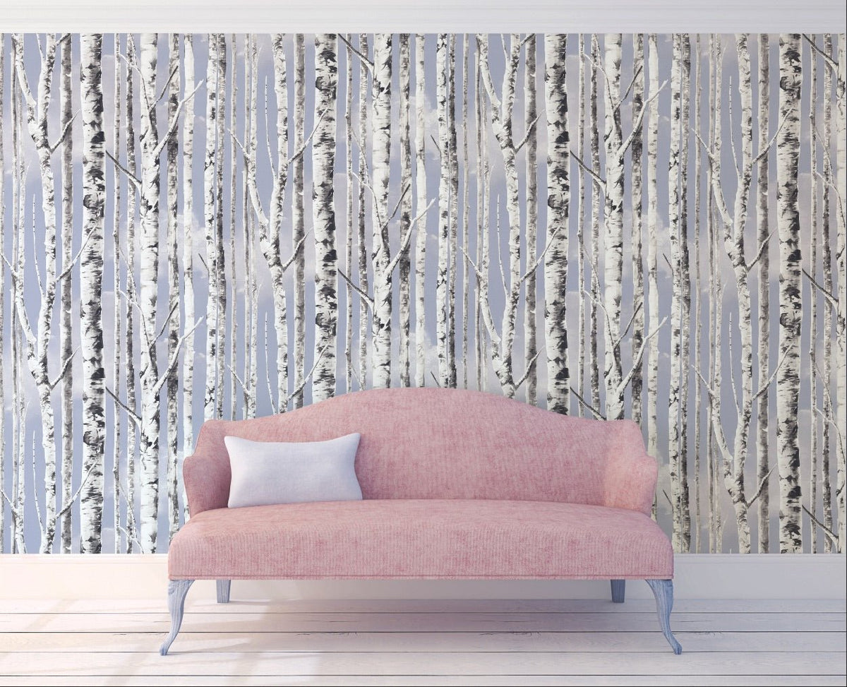 birch tree wallpaper bedroom