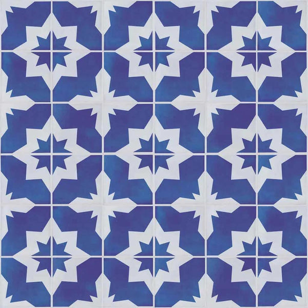 Star Tile Peel and Stick Wallpaper Blue and White MD00086 - Mayflower Wallpaper