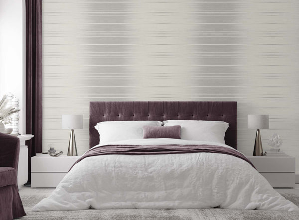 Gray Grasscloth Wallpaper in a bedroom setting